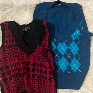 Express Red and Blue Sleeveless Tunic Top